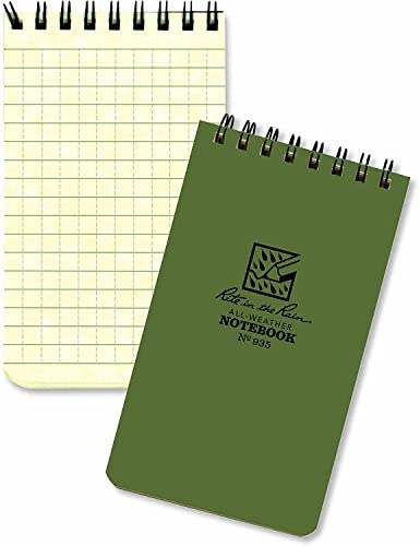 Carnet de notes à spirales Rite in the Rain, 3" x 5", couverture verte, motif universel (n° 935)