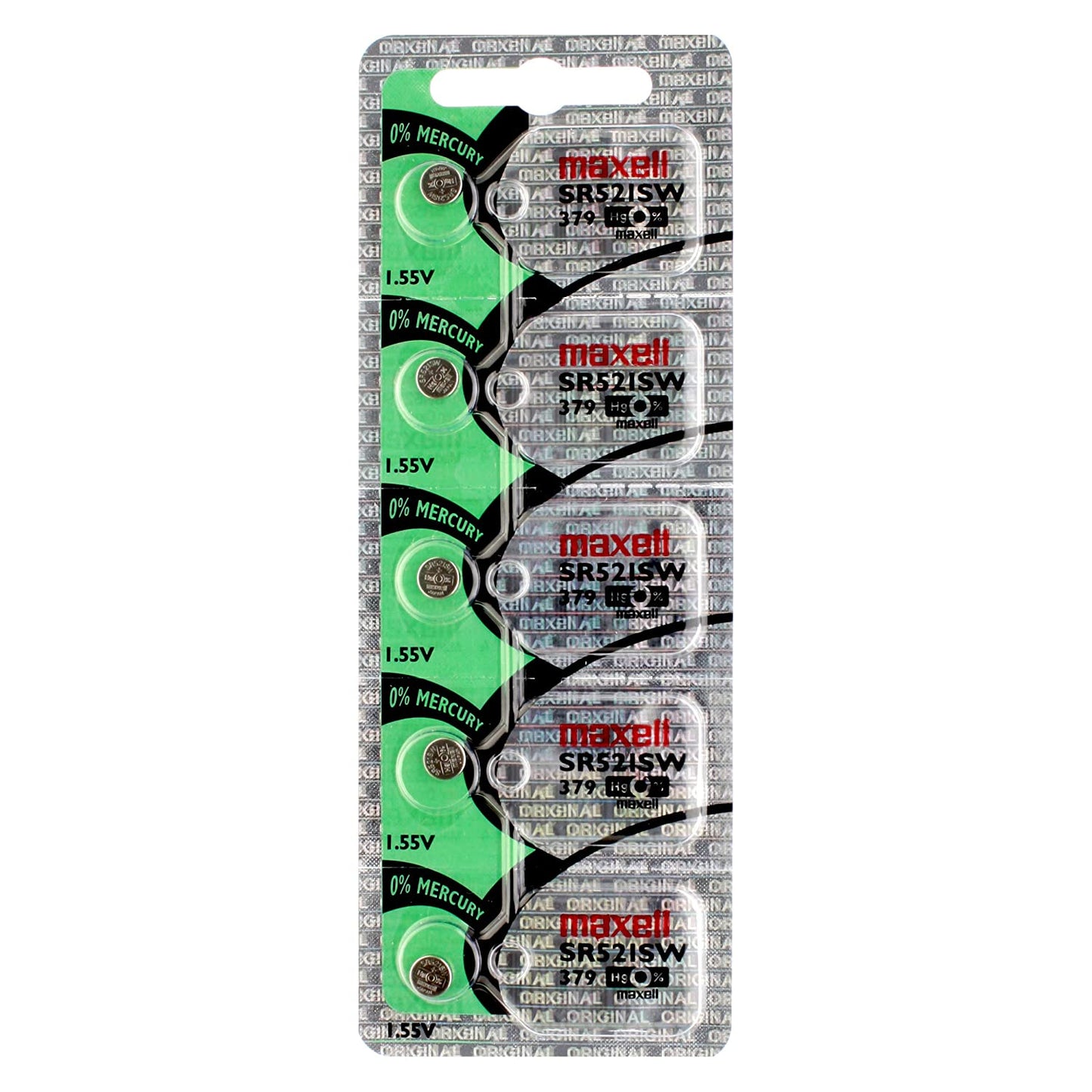 Lot de 5 piles de montre à oxyde d'argent Maxell 379 SR521SW SR521 AG0 LR521 521 D379 V379 CX521 618 sous blister