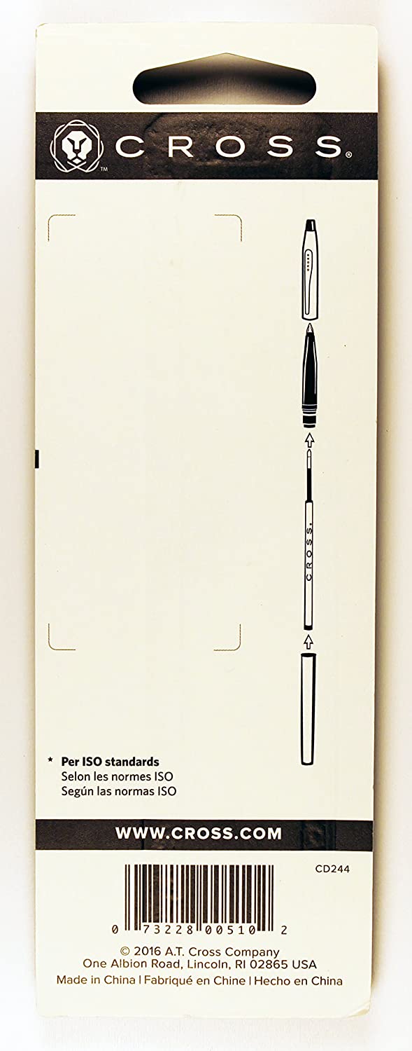 Recharge pour stylo à bille roulante Cross, encre gel pour stylo Edge, pointe moyenne, noir, 2 par carte (8523-2)