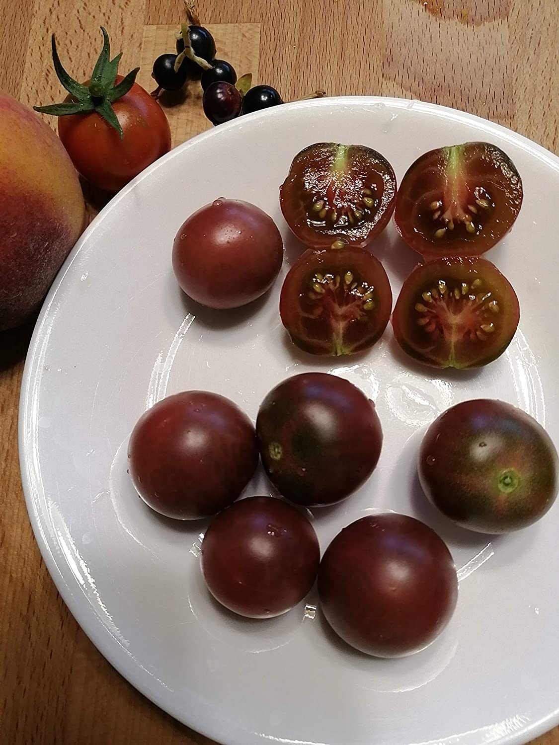 Tomate cerise noire biologique Hundredfold 50 graines - Tomate cerise Heirloom sans OGM à deux bouchées