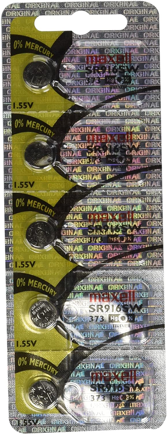Lot de 5 piles de montre Maxell 373 en oxyde d'argent SR916SW SR68 SR916 1,55 V sous blister