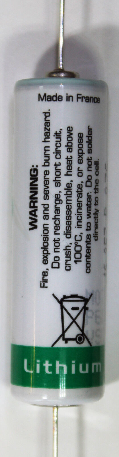 1 pile au lithium-chlorure de thionyle SAFT LS14500 AA AXIAL 3,6 V, câbles PC axiaux