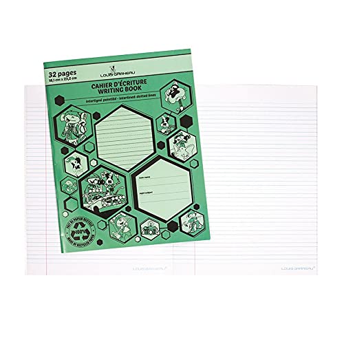 Cahier d'exercices Louis Garneau Interligne - Lignes pointillées, petit format, 7 x 9 po, 32 pages, LG10GN, 1 pièce 