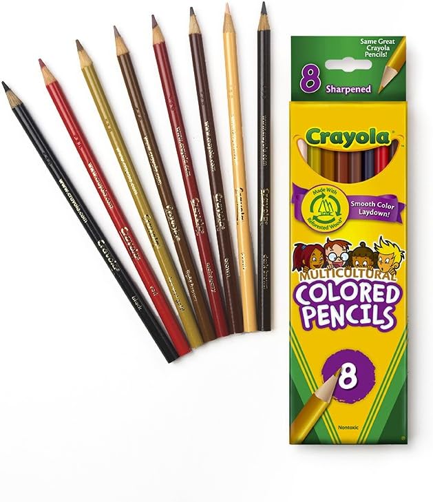 Crayola 8 Multicultural Coloured Pencils, School and Craft Supplies,Pencil Crayons, Drawing Gift for Boys and Girls, Kids, Teens Ages 5, 6,7, 8 and Up, Holiday Gifting, Stocking , Arts and Crafts, Gifting