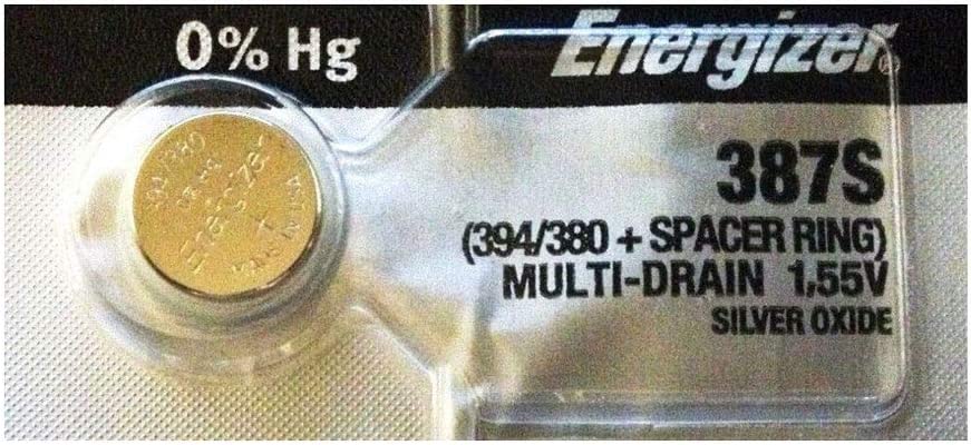 1PC Energizer 387S (394/380 + Spacer Ring) Multi-Drain 1.55V Silver-Oxide Button Cell Battery