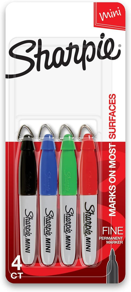 Marqueur permanent Sharpie MINI, marqueur permanent fin, 4 cartes, encres assorties (35113PP)