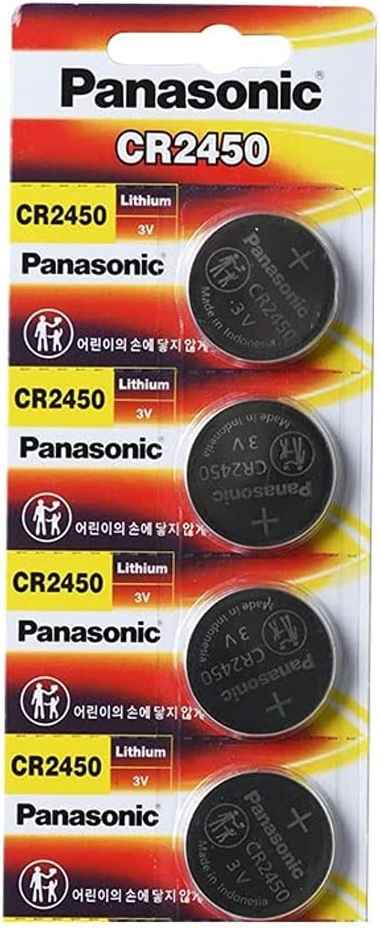Lot de 4 piles bouton au lithium Panasonic CR2450 3 V, pile pour télécommande d'entrée sans clé CR-2450 