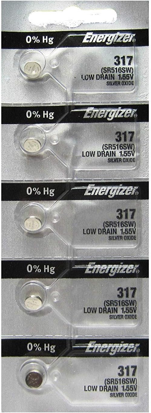 Piles de montre Energizer 317 à l'oxyde d'argent SR516SW SR62, lot de 5 piles 