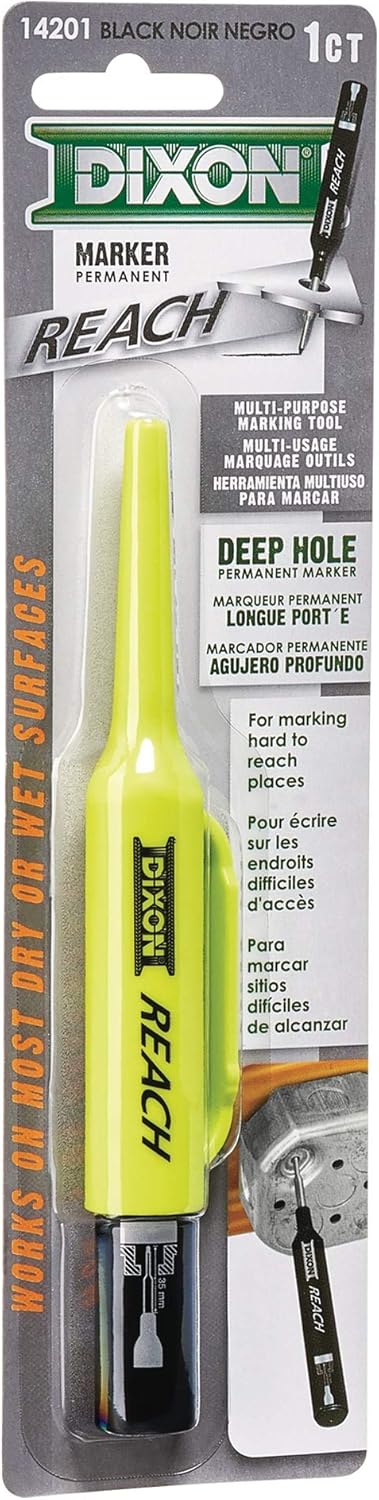 Dixon 14201 Reach Deep Hole Permanent Marker, 1-Count, Black