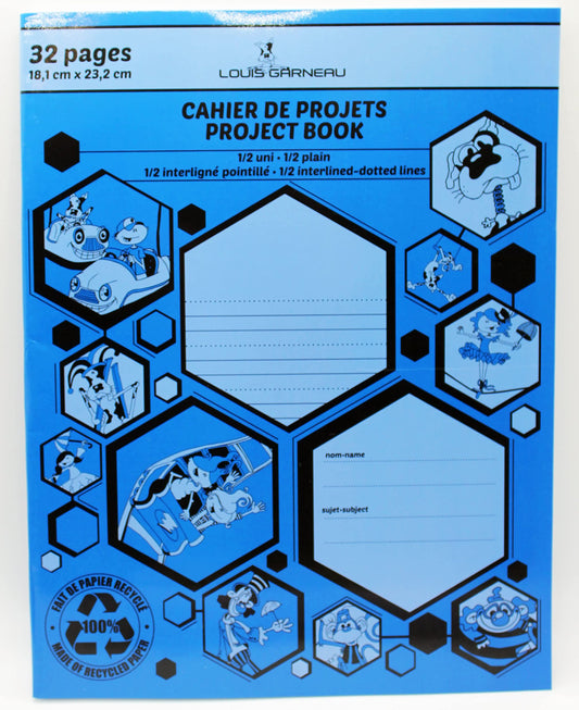 Louis Garneau Project Writing Book, 1/2 unruled, 1/2 interlined-Dotted (747220) LG30, 1-Each