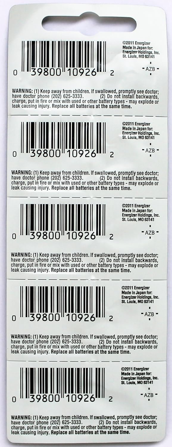 5PC ENERGIZER 373 Low Drain 1.55V Silver Oxide Cell Battery, SR916SW