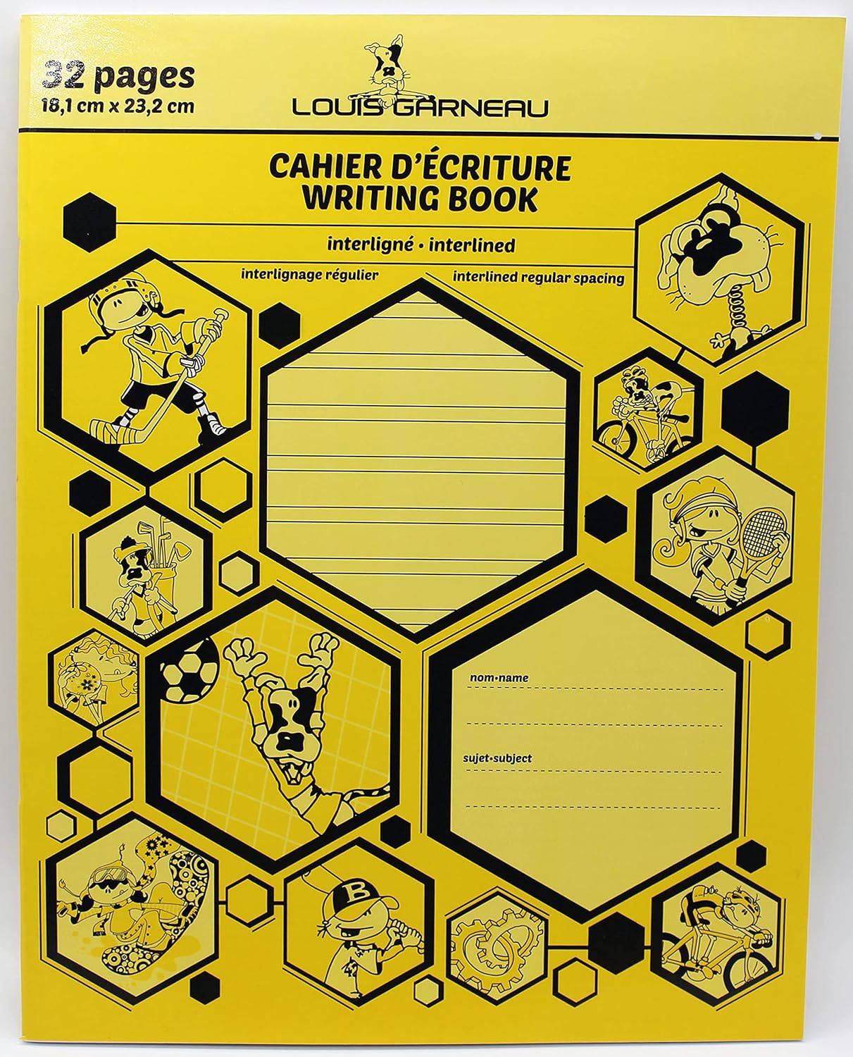 Cahier d'écriture Louis Garneau, interligné 7 x 9 po 32 pages, LG20YE, 1 pièce