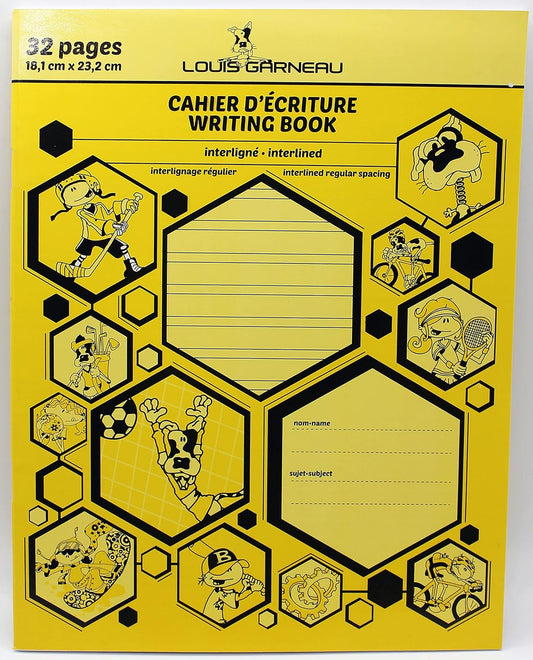 Cahier d'écriture Louis Garneau, interligné 7 x 9 po 32 pages, LG20YE, 1 pièce