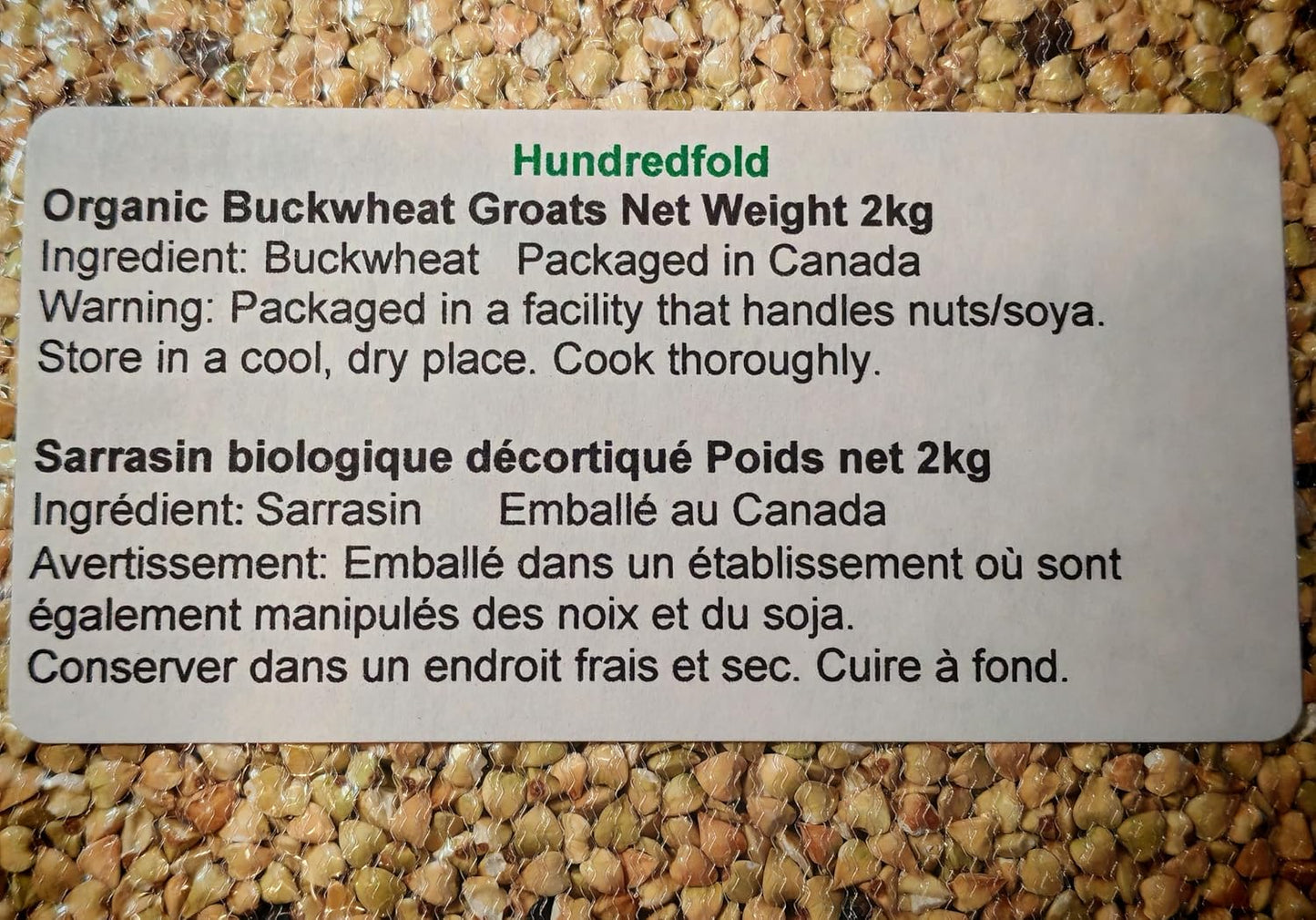 Certified Organic Buckwheat Groats 2Kg | Non-GMO Whole Grain Superfood