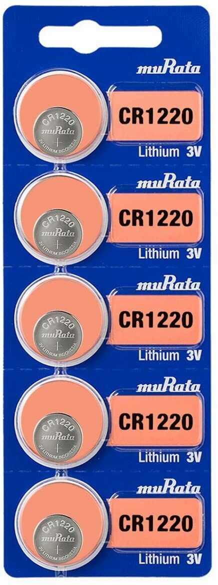 Lot de 5 piles bouton au lithium 3 V Murata CR1220 pour porte-clés, montre et plus encore 