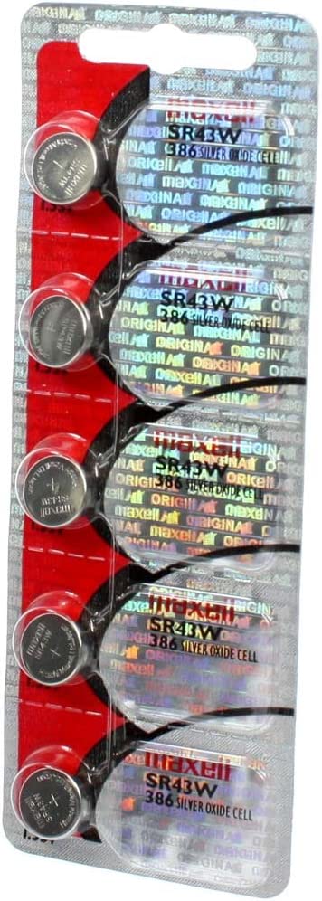 Lot de 5 piles de montre à oxyde d'argent Maxell SR43W SG12 SR43 SB-B8 386 pour appareils électroniques et montres 