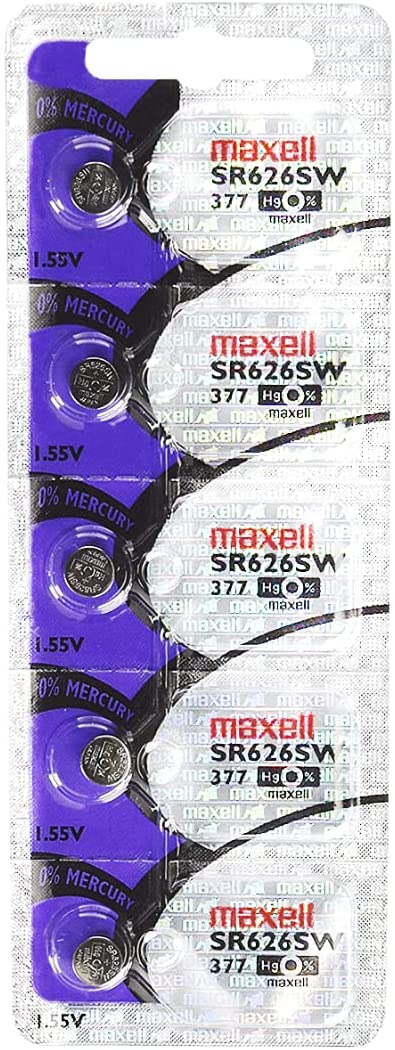 5PC Maxell 377 Silver Oxide Watch Batteries  SR626SW 1.55v Blister Packed