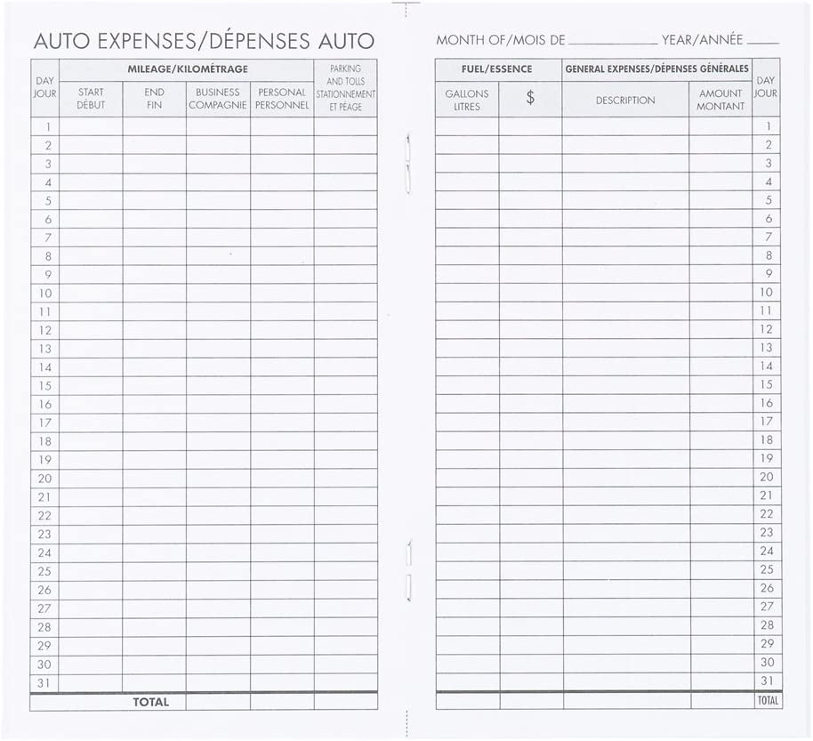 Blueline Auto Expenses Log Book, 32 Pages, Bilingual, 6-3/8" x 3-1/2" (A295B)