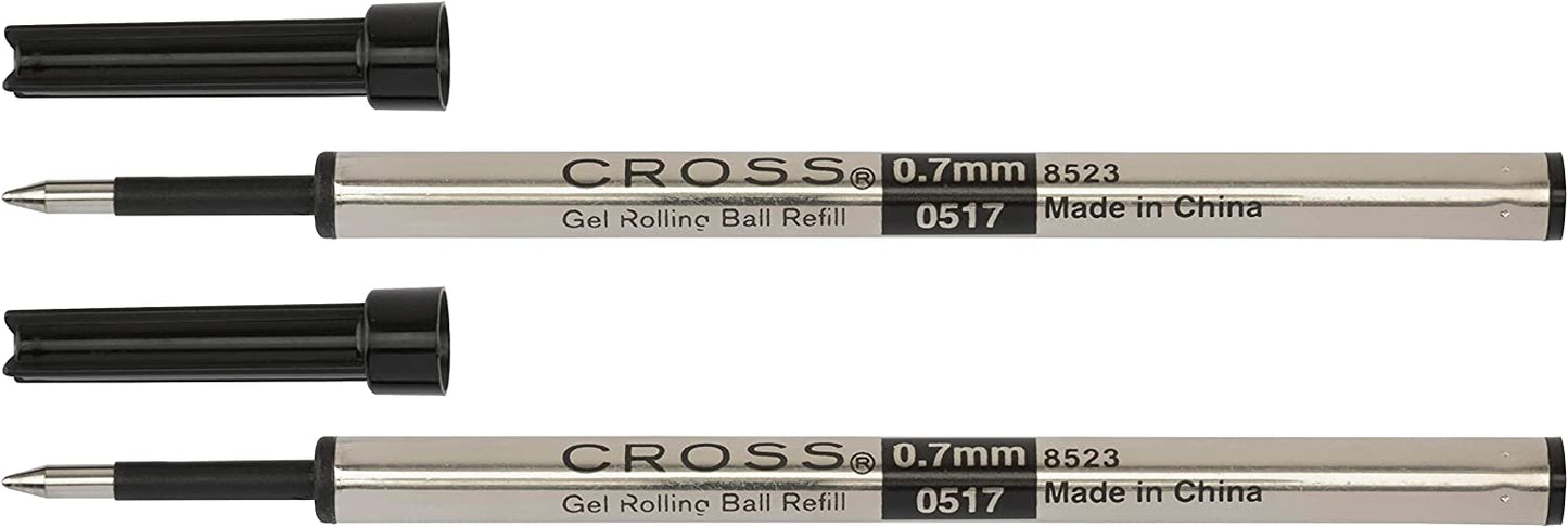 Recharge pour stylo à bille roulante Cross, encre gel pour stylo Edge, pointe moyenne, noir, 2 par carte (8523-2) 