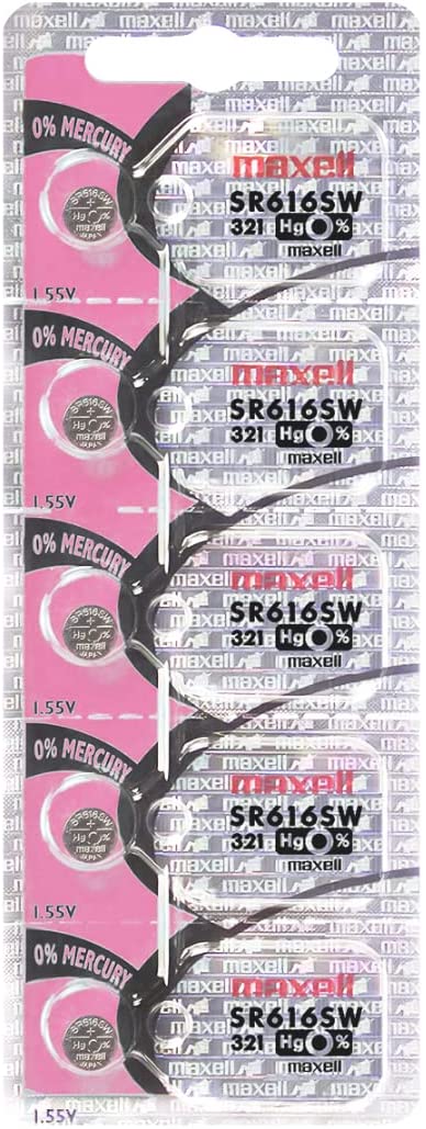 Lot de 5 piles de montre à oxyde d'argent Maxell 321 SR616SW 1,55 V sous blister 