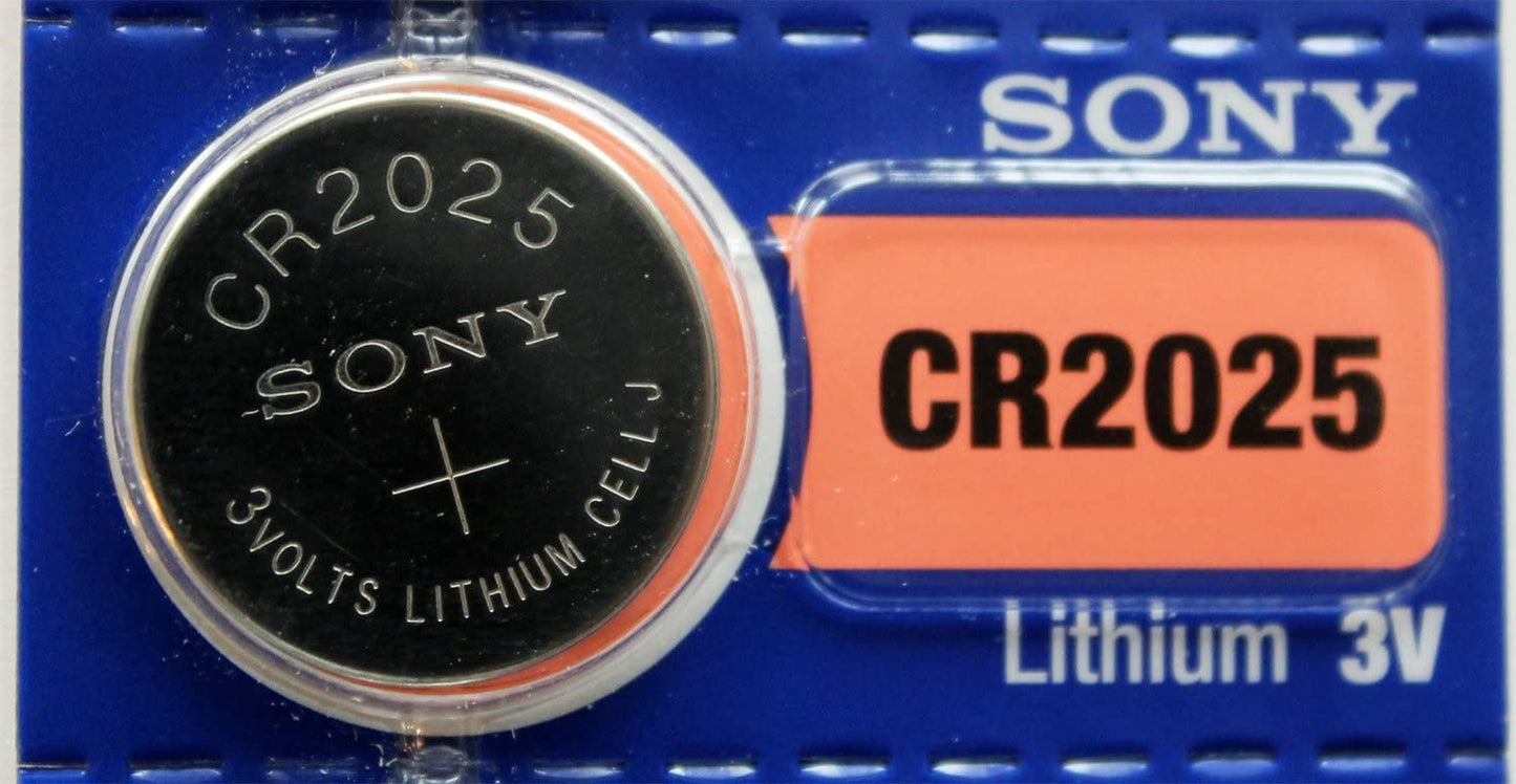 Strip of 5 Genuine Sony CR2025 3v Lithium 2025 Coin Batteries Freshly Packed by Sony, Best before 2028