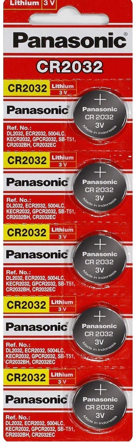 Pile au lithium Panasonic CR2032 2032 3 V - Bande déchirable de 5 pièces (5 cellules par commande)