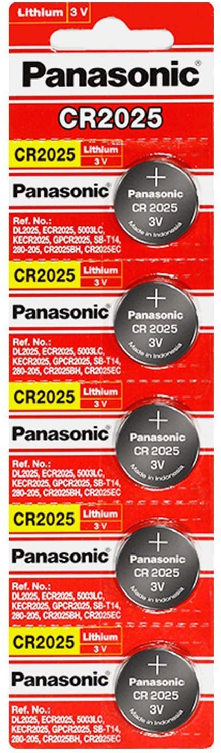 Pile au lithium Panasonic CR2025 2025 3 V - Bande déchirable de 5 pièces (5 cellules/commande)