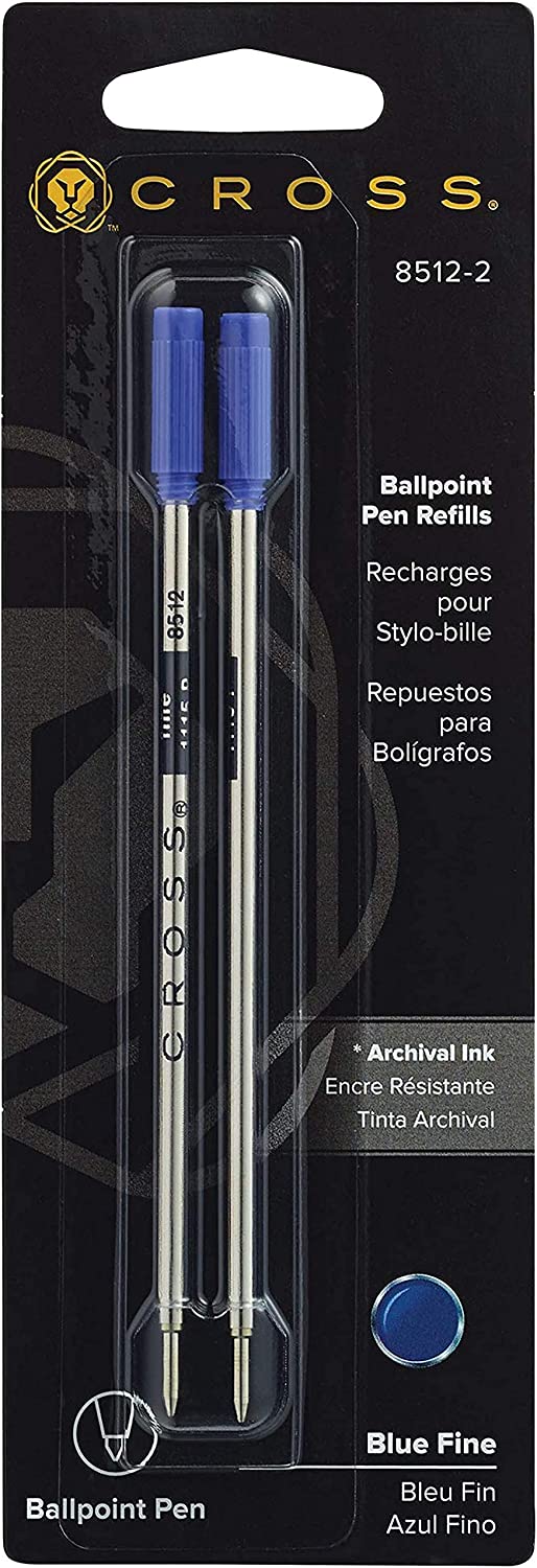Cross Ballpoint Pen Refill, Fine Blue, 2 per card, (8512-2)