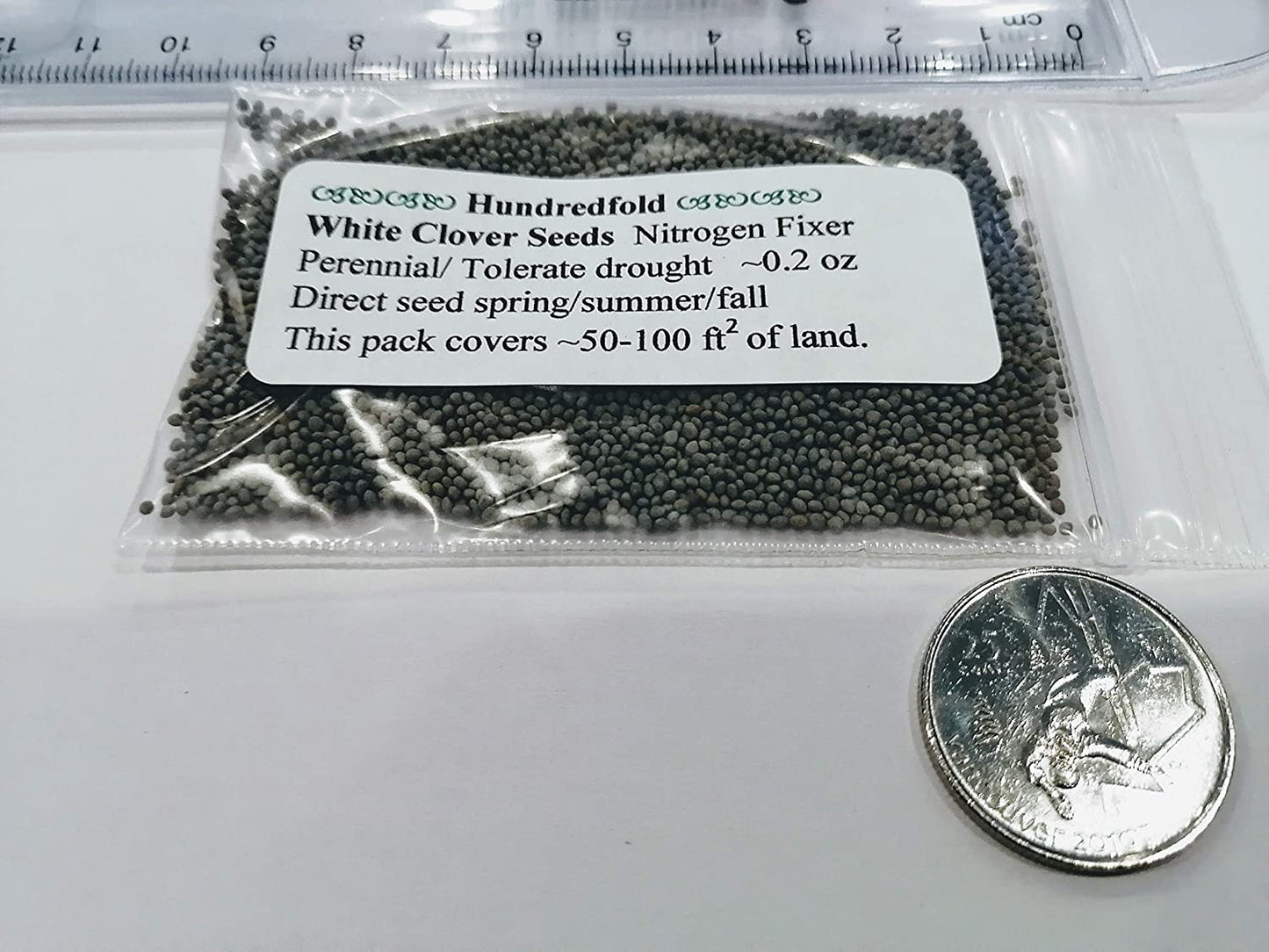 Hundredfold White Dutch Clover Trifolium repens 6 Grams or 0.2 oz Seeds - Perennial Legume Non-GMO Cover Crop, Ground Cover & Bee Plant for Lawn, Garden & Cropland, Shipped in Canada