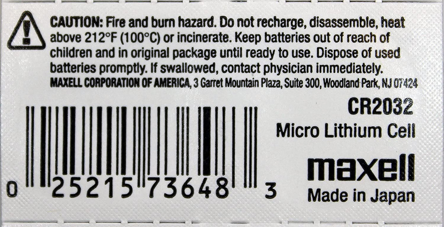 5PC MAXELL CR2032 CR 2032-3V Lithium Button Cell Battery Batteries - 3V New